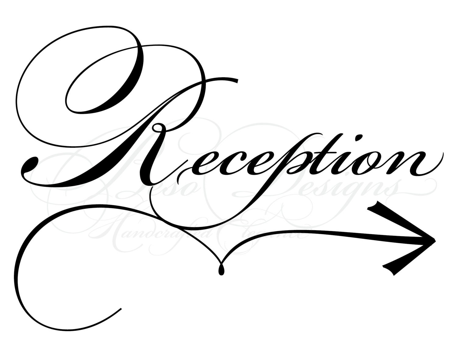 Instant Download Digital 11 x 14 Wedding Reception Sign Arrow RIGHT Black Font
