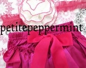 Baby bloomer, photo prop, ruffle bloomer - Hot Pink Baby Bloomer Diaper Cover and headband set