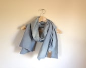 La Gris (gray/blue) Cotton Scarf - handmade, hand-dyed, eco-friendly spring scarf