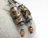 Dangling Edgy Steampunk Earrings Urban Rustic Bronze and Copper