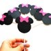 12 Minnie Mouse cupcake toppers in black with hot pink bow (2.5 inches wide) A255