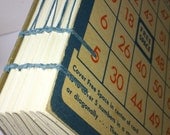 Handmade journal / sketchbook / album - vintage bingo cards - blue thread
