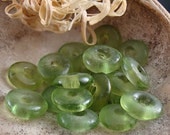 Green  African Glass  Disk Beads