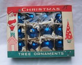 Vintage Fantasia Poland Glass Christmas Tree Ornaments in Original Box 1 3/4"
