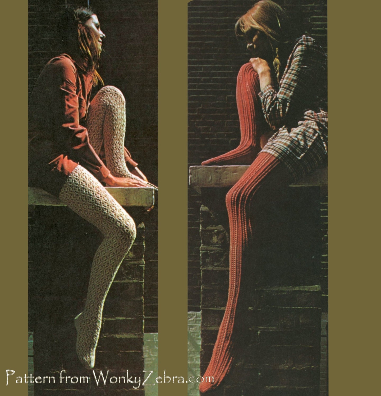 Vintage Stockings Knitting Pattern PDF 494 from WonkyZebra