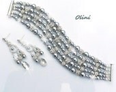 Bridal Jewelry, Isabella bracelet and Lia Earrings, Swarovski pearls, Swarovski crystals, rhinestones - pick your color