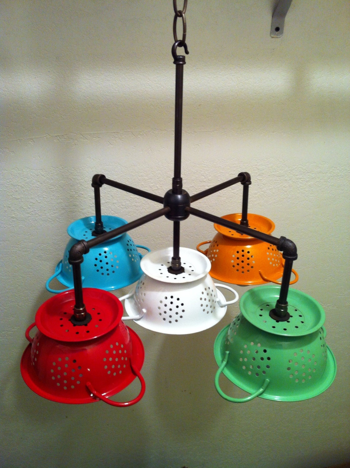 CUSTOM LISTING OAKESMOM1 - Custom Multi Colored Colander Chandelier