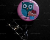 Owl and Cupcake Love ID Button Badge Button Reel.