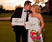 Wedding Photo Prop Thank You Sign with Beautiful Script Font and Custom Color for Your Wedding Photography and Decor