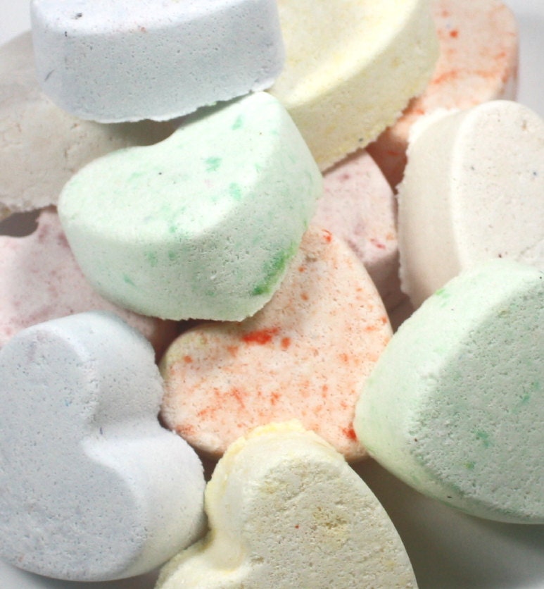 One Dozen Conversation Heart Bath Bombs - bath fizzies, bath fizzys day, spa, romantic, wedding, bridesmaids gift, graduation