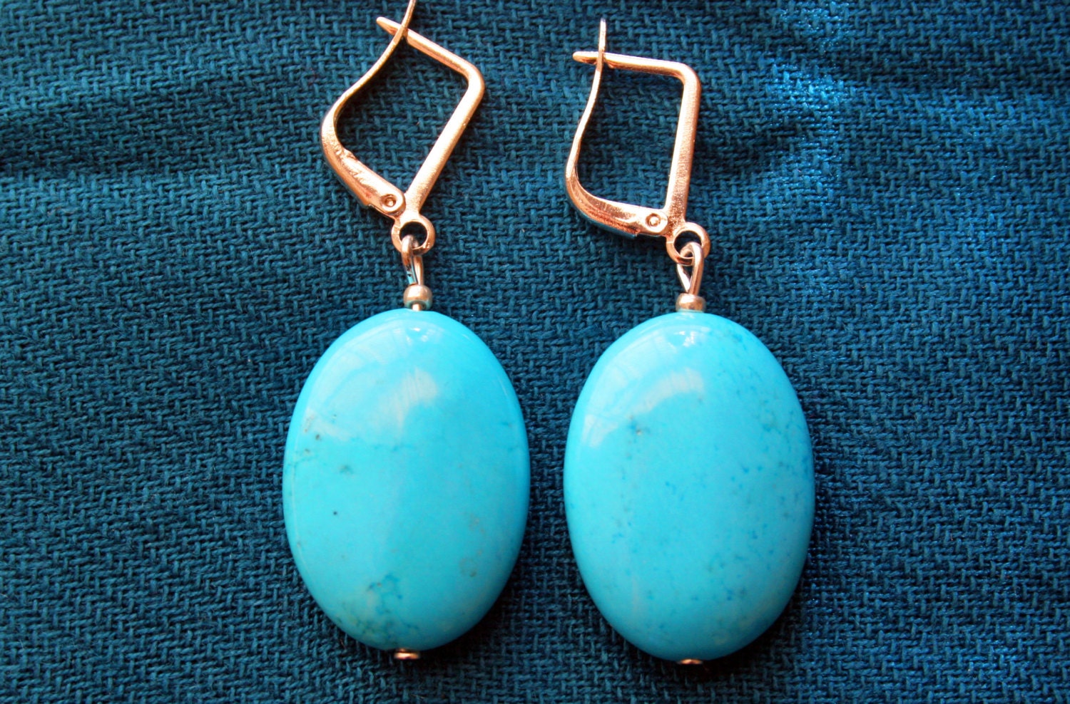 TURQUOISE earrings stone silver plated boho for her delicate minimalist dangle drop long beach valentines teardrop blue