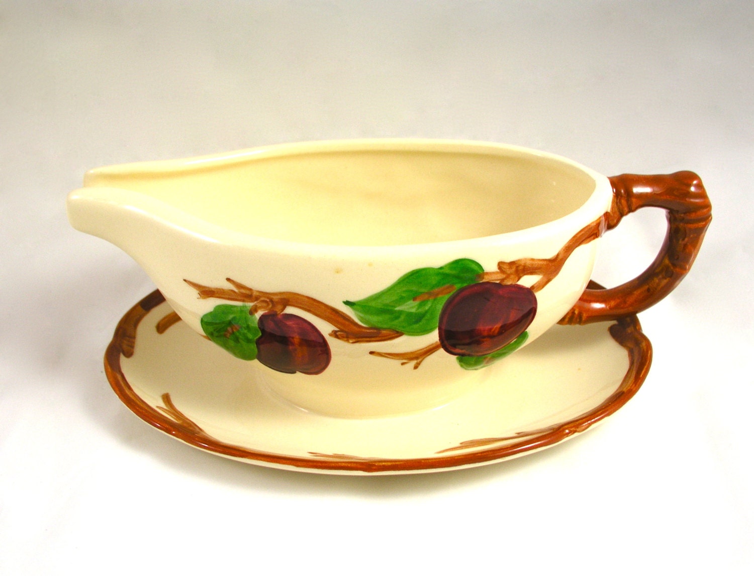 Vintage Franciscan Apple Gravy Boat & Attached Underplate - Free USA Shipping