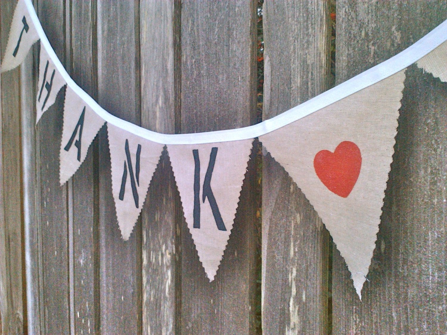 Thank You Bunting Wedding Banner for photo prop, card Rustic Burlap like cotton Il_570xn