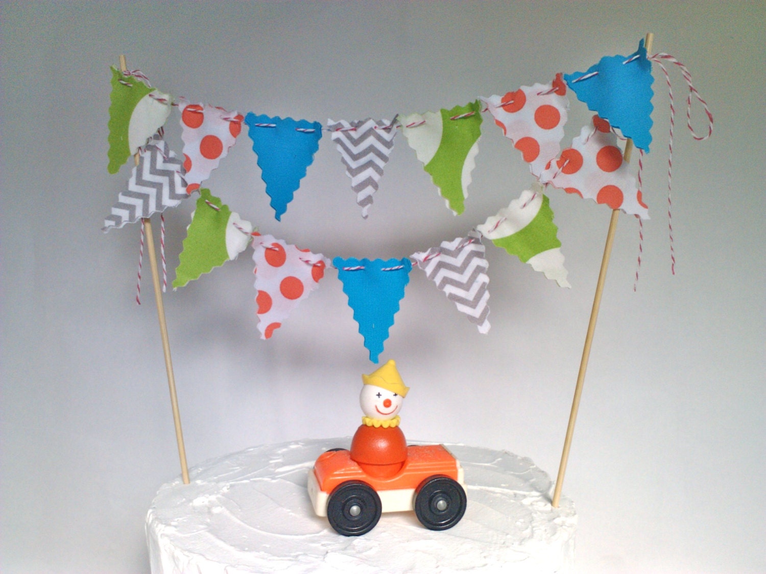 Cake Bunting Carnival Time Turquoise, Poppy, Lime and Grey Il_570xn