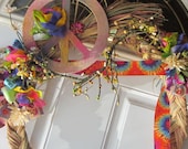 60s Peace LOVE hippie OOAK Handmade Wreath