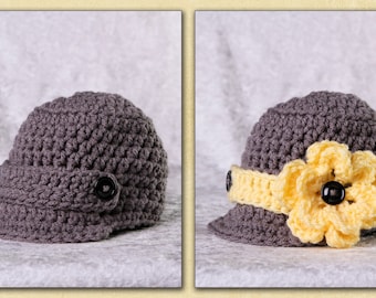 Hat for Boy or Girl  WITH 2 flowers and 2 bands Gender Neutral Coming Home Outfit for Baby Boy or Baby Girl Baby Gift Baby Shower Photo Prop