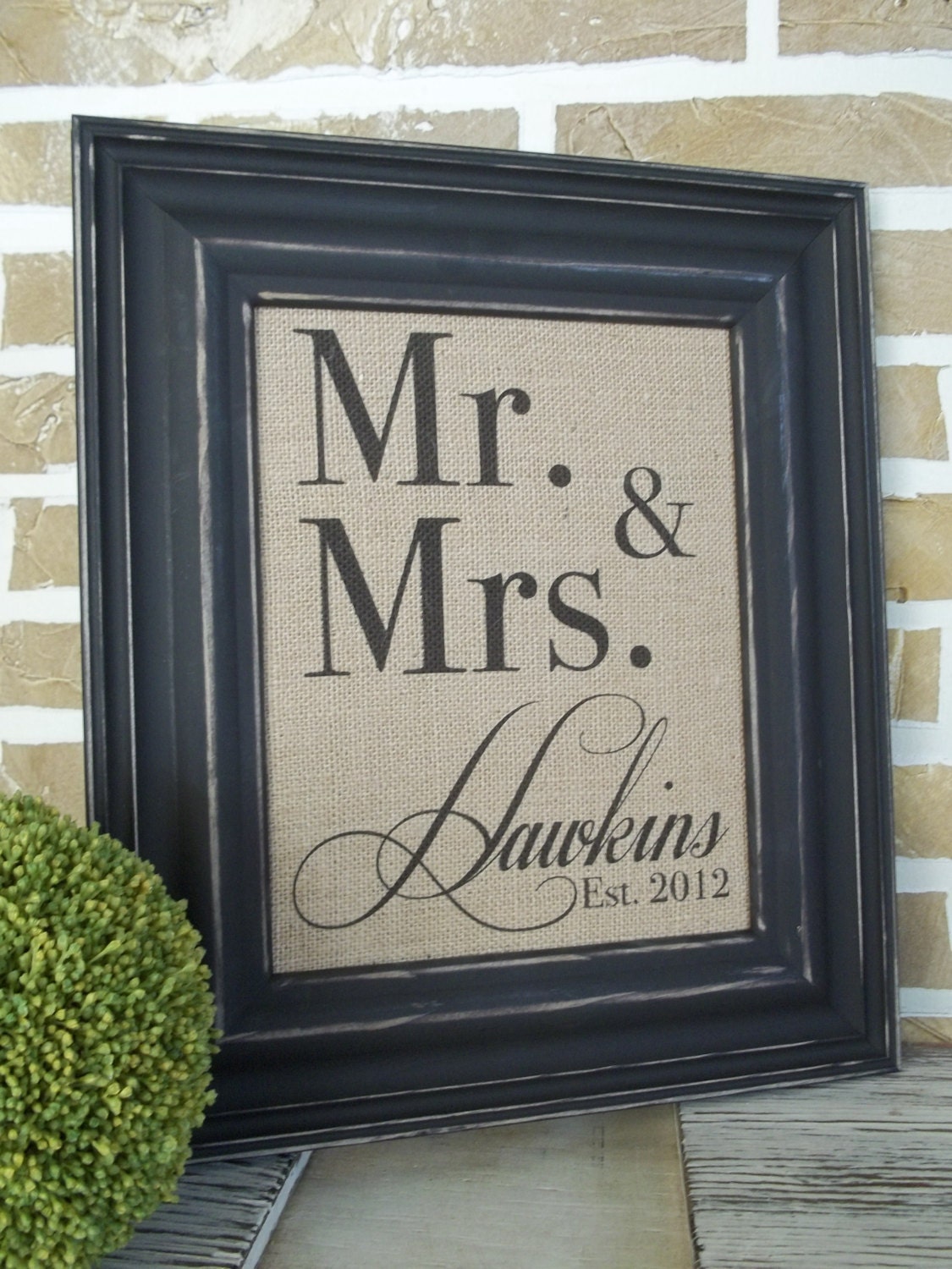 Personalized - Customized - Monogrammed - Names and Est. Dates Burlap Print - FREE SHIPPING