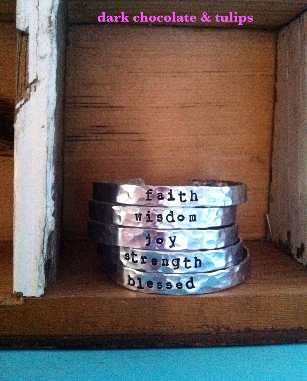 SALE-Modern & Sleek Hammered Hand Stamped Skinny Cuffs