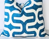 PILLOW Decorative Pillow Cover ONE 16 inch Dark Turquoise and White MODERN Geometric 16" Embrace by Premier Prints