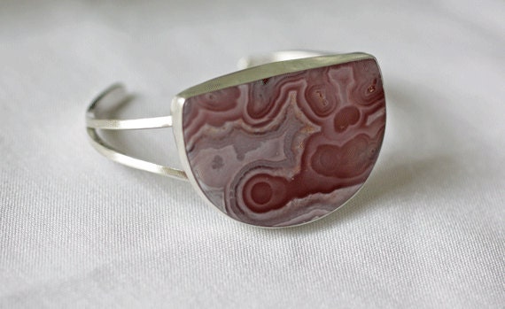 Lavender Agua Nueva Stone Bracelet Set into Sterling Silver Cuff