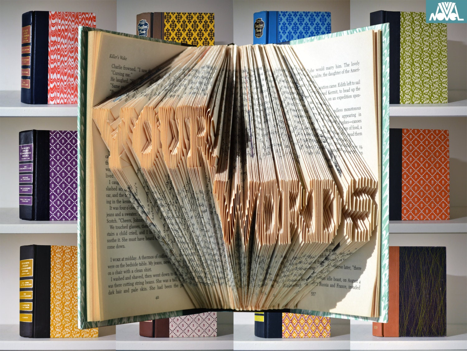 Custom Folded Book - You Say It, I Fold It - Up to 14 characters - Folded Book Art - Birthday Wedding Anniversary - No Tax, Fast Turn-Around