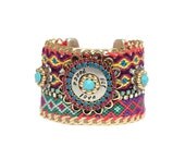 Handstamped bracelet - friendship bracelet cuff - boho chic hippie jewelry - statement jewelry - statement cuff