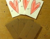 3pk Mini Handmade Valentine's Day Cards - Arrow and Heart