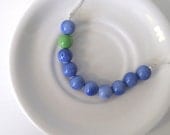 color block bead necklace in blue and green