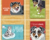 Australian Shepherd Magnet Four Pack Dog Magnet Gift Set