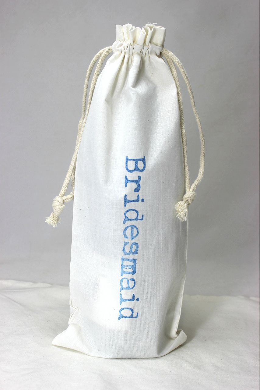 Set of 10 Bridesmaid Wine Bottle Bags - muslin cotton with double drawstrings - Perfect for Weddings 15" x 6" Il_170x135