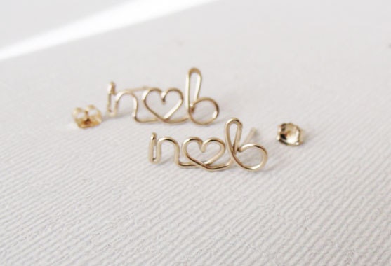 Lovers Initials Stud Earring - Single Earring