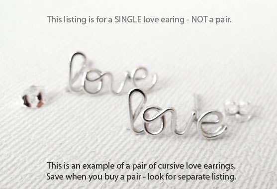 Love Earring, Sterling Silver or Gold Filled