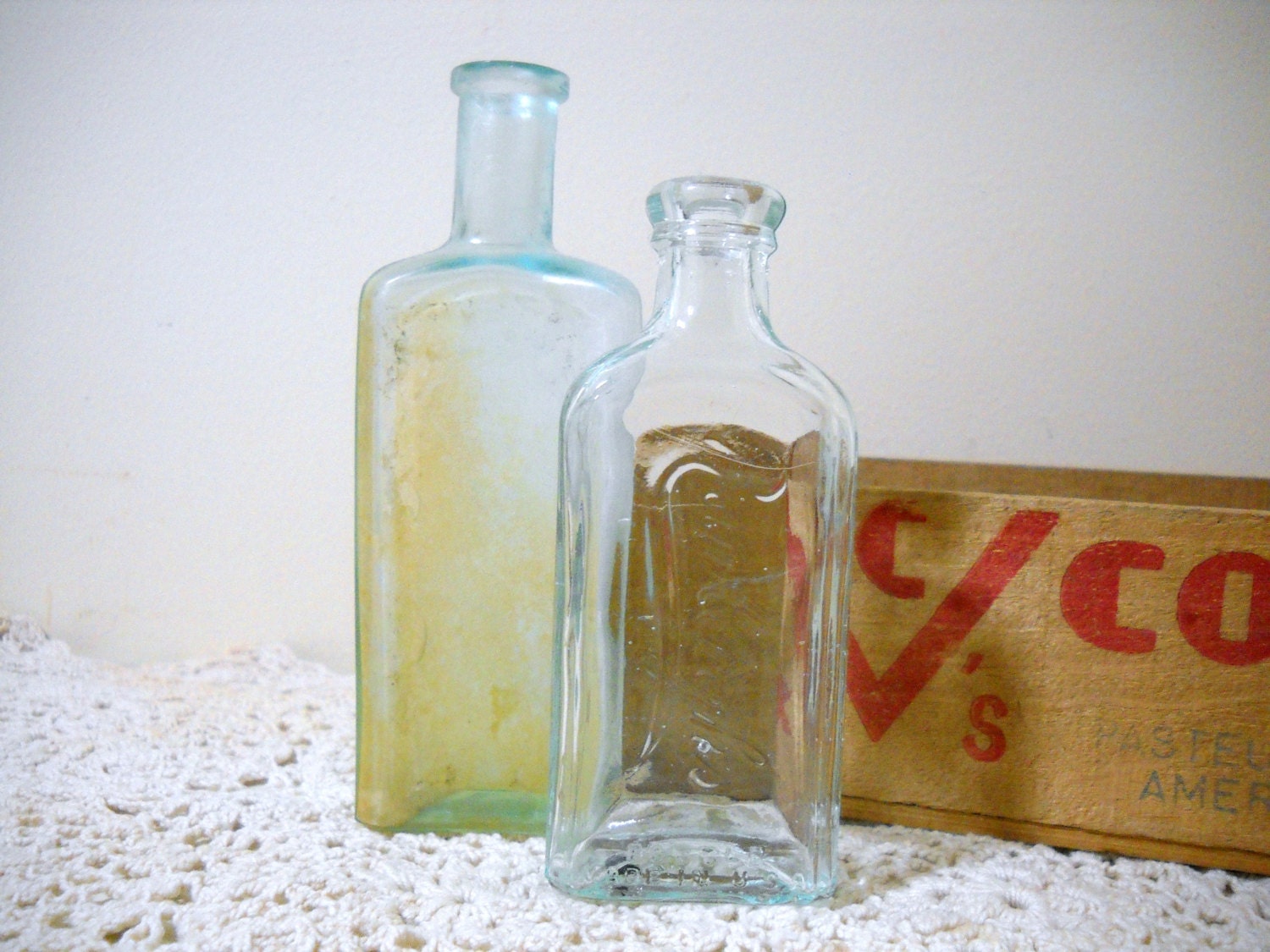 Antique Aqua Blue Glass Medicine Bottles