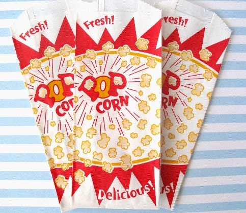 75 Popcorn Bag. Birthday Party, Concession, PIcnic, BBQs, Movie Night, Carnival, Circus, Sporting Events