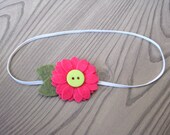 Newborn Flower Headband - bright pink / lime green