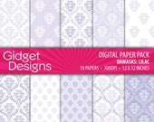 INSTANT DOWNLOAD Digital Paper Pack: Damasks - Lilac pale purple