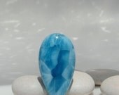 Larimar turtleback cabochon, gorgeous deep cobalt blue Larimar pear - 67.0 ct