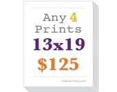 Any Four Prints 13x19, Package Deal, Discounted Price