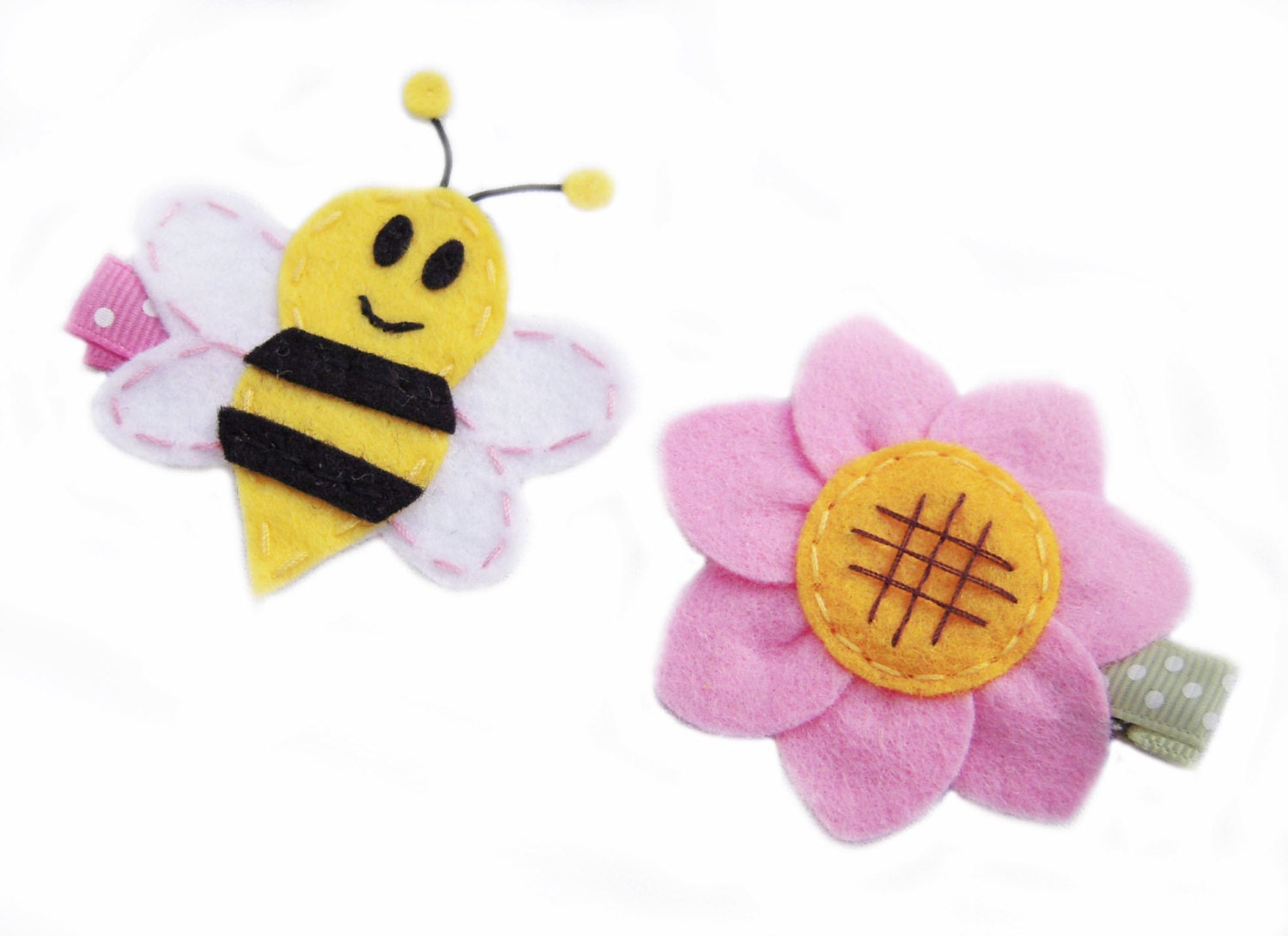 Felt Hair Clip Girls Hair clip Toddler Hair clip Baby hair Clip Bumble bee Hair Clip Set of 2