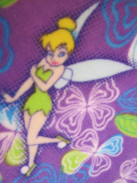 Tinkerbell on Purple with Purple Couch Bed Throw - Ready to Ship Now