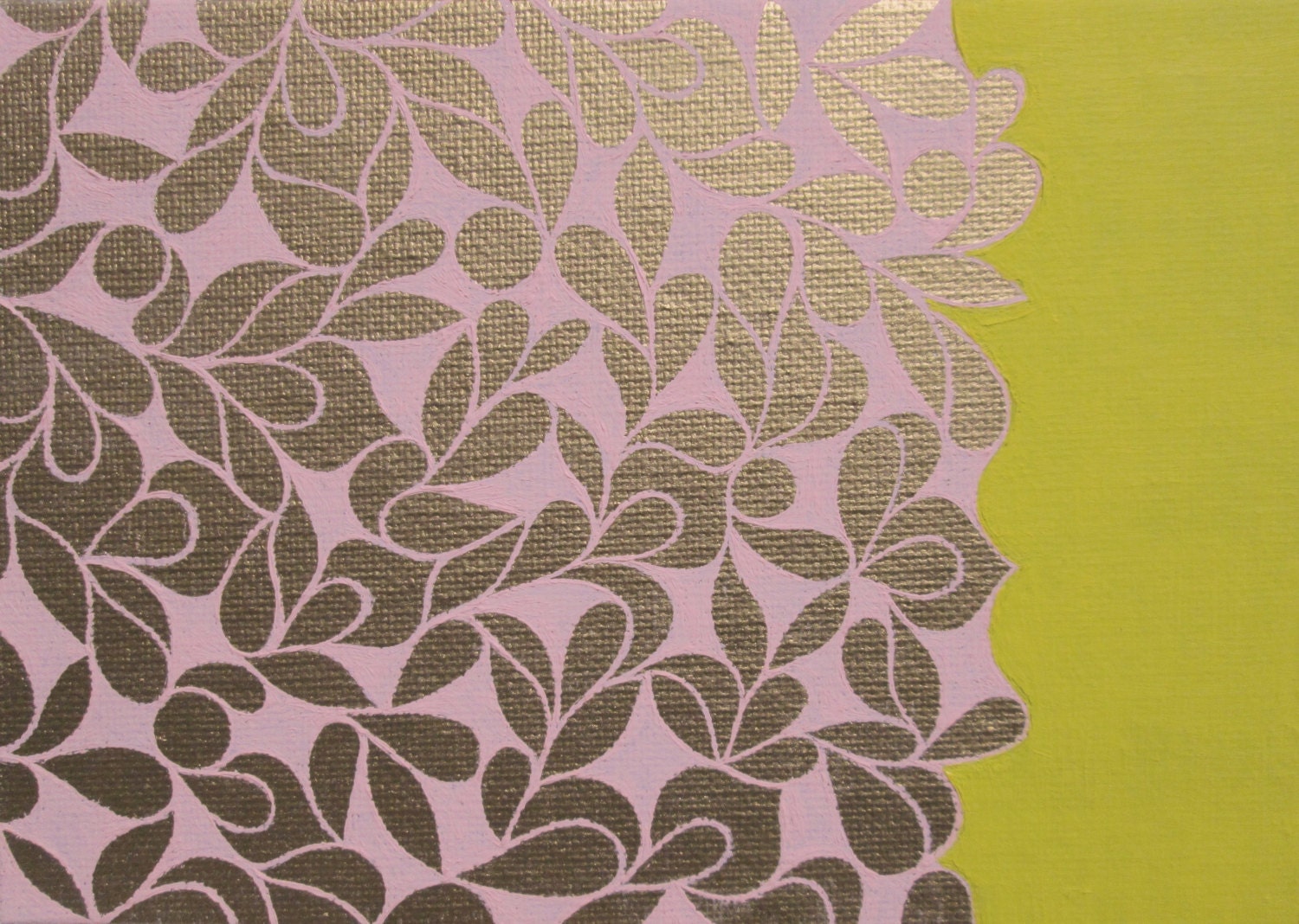 Original Mixed Media Abstract Painting Light Pink Gold Leaf Yellow Home Decor Original Art