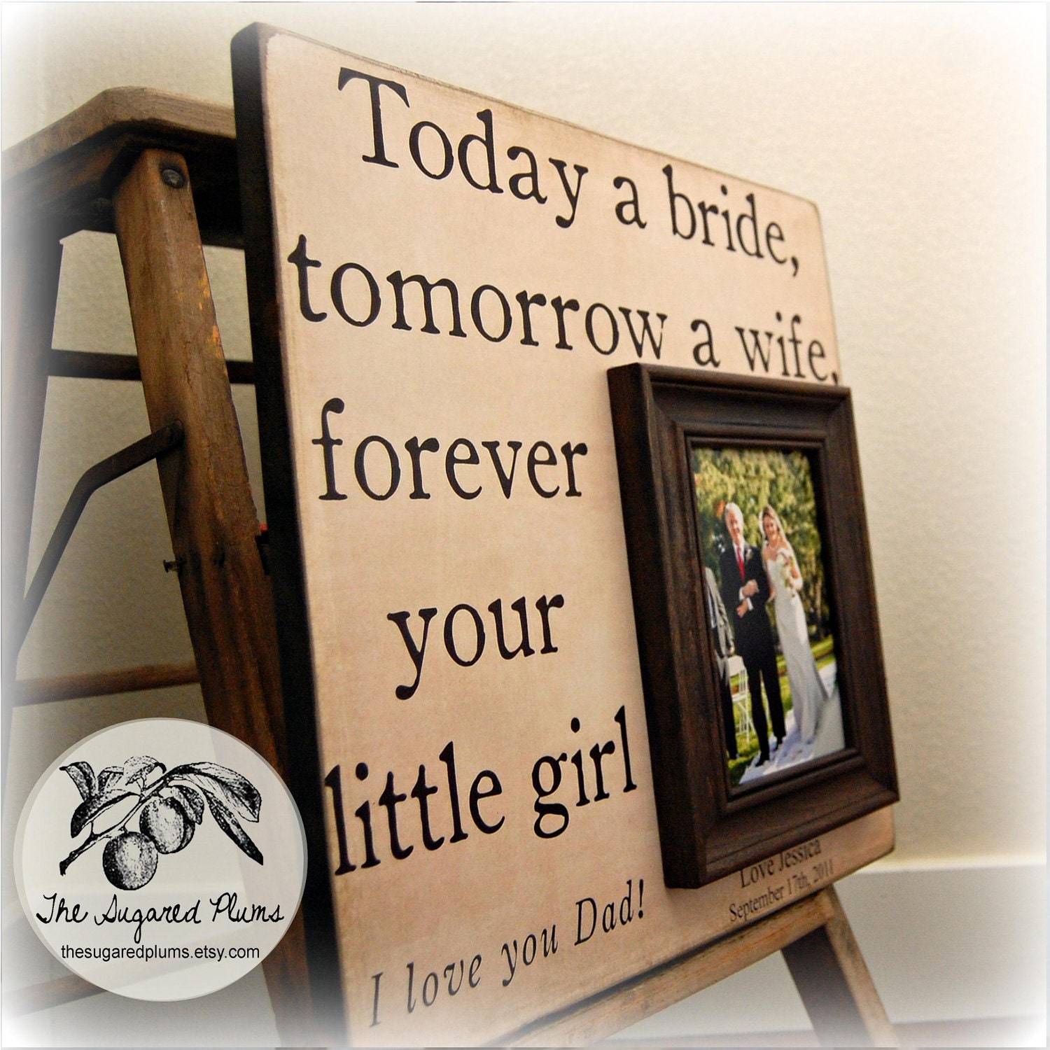 Father of the Bride Gift, Father of Bride, Parents Thank You, Parents Wedding Gift, TODAY A BRIDE, Personalized Picture Frame 16x16