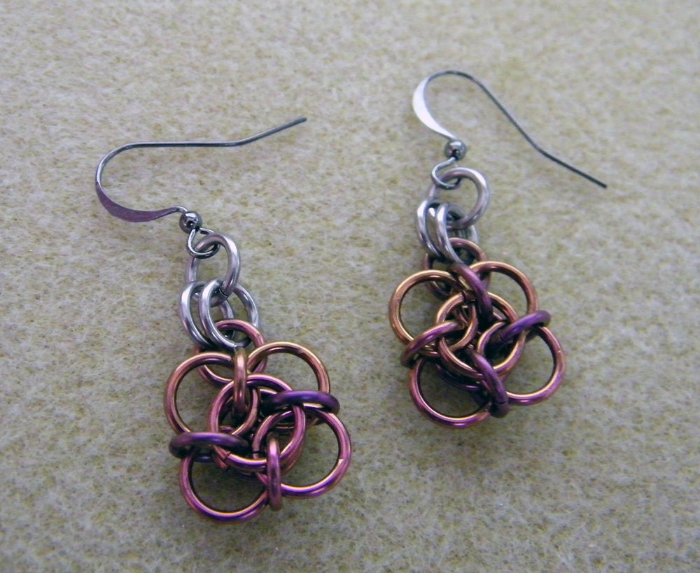 Rose Chainmaille Niobium Earrings