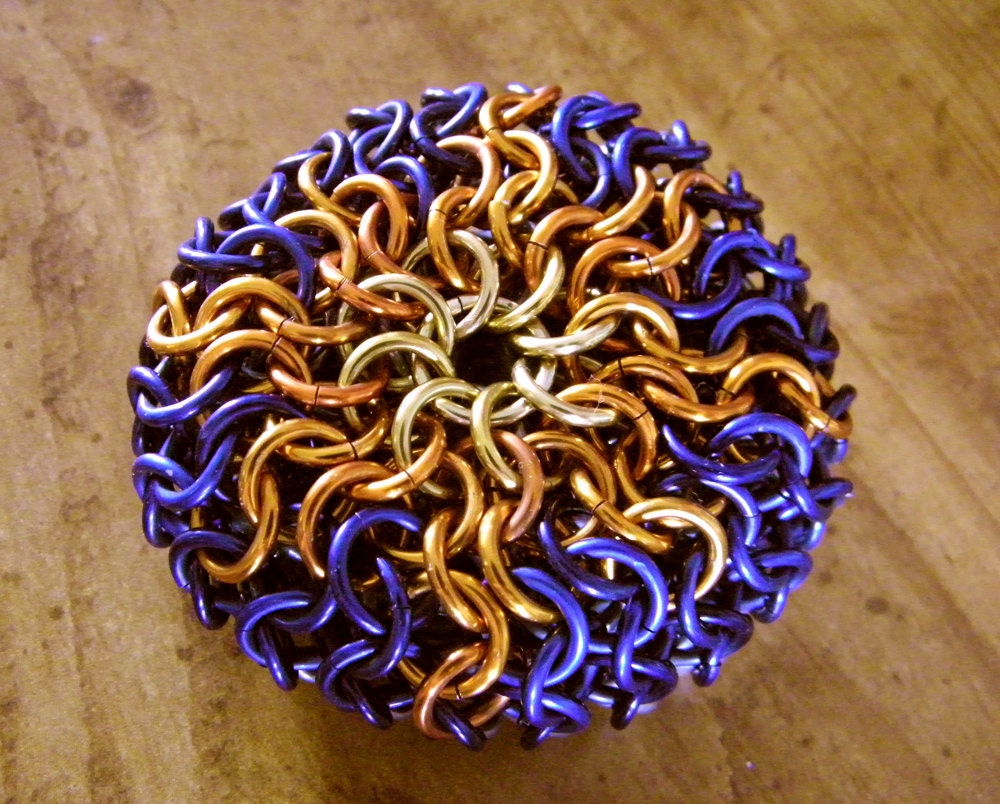 Metal Filled Chainmaille Footbag - Sun and Moon Design