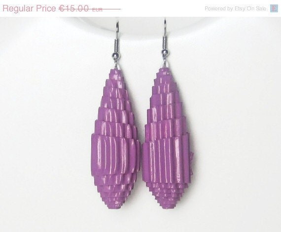 African violet: Drop Earrings - made of cardboard