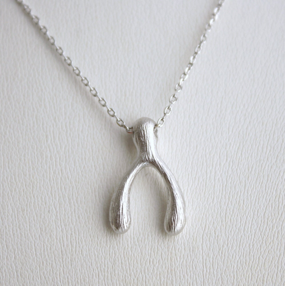 Silver Pendant Wishbone Necklace Pendant necklace Everyday Jewelry