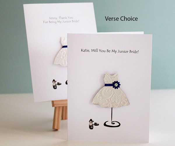 JUNIOR BRIDE customized classic wedding card, paper goods bridal party card, classic marriage shabby chic wedding gown bridesmaid dress