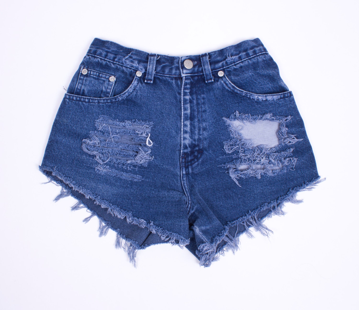 90s Upcycled High Waisted Shredded Cut Off Shorts