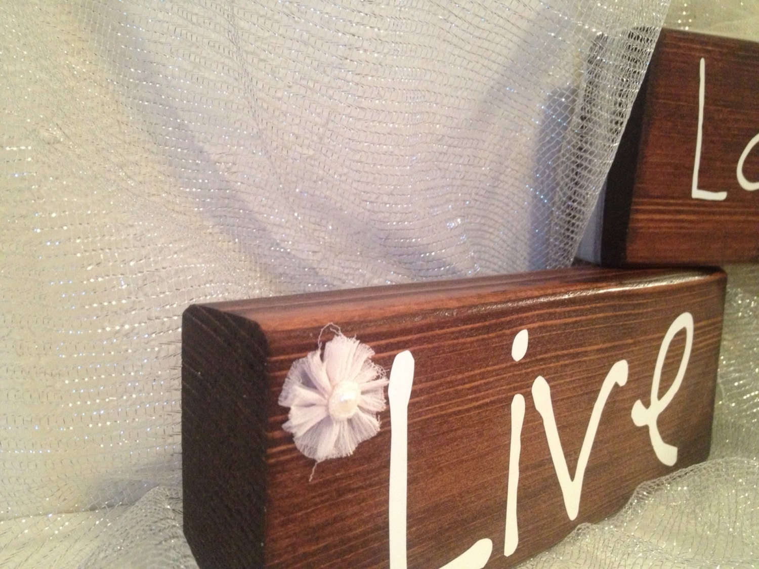 Custom Wood Block Set -- Live, Laugh, Love
