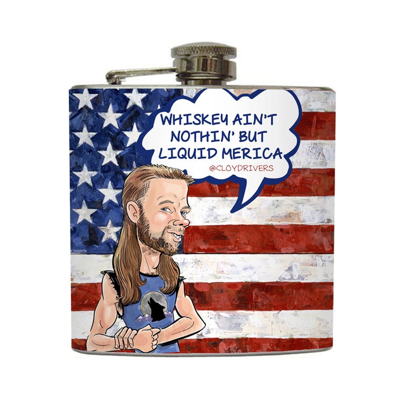Whiskey Ain't Nothin' But Liquid Merica Cloyd Rivers Liquor Flask USA American Flag Stainless Steel 6 oz Liquor Hip Flask LC-1281
